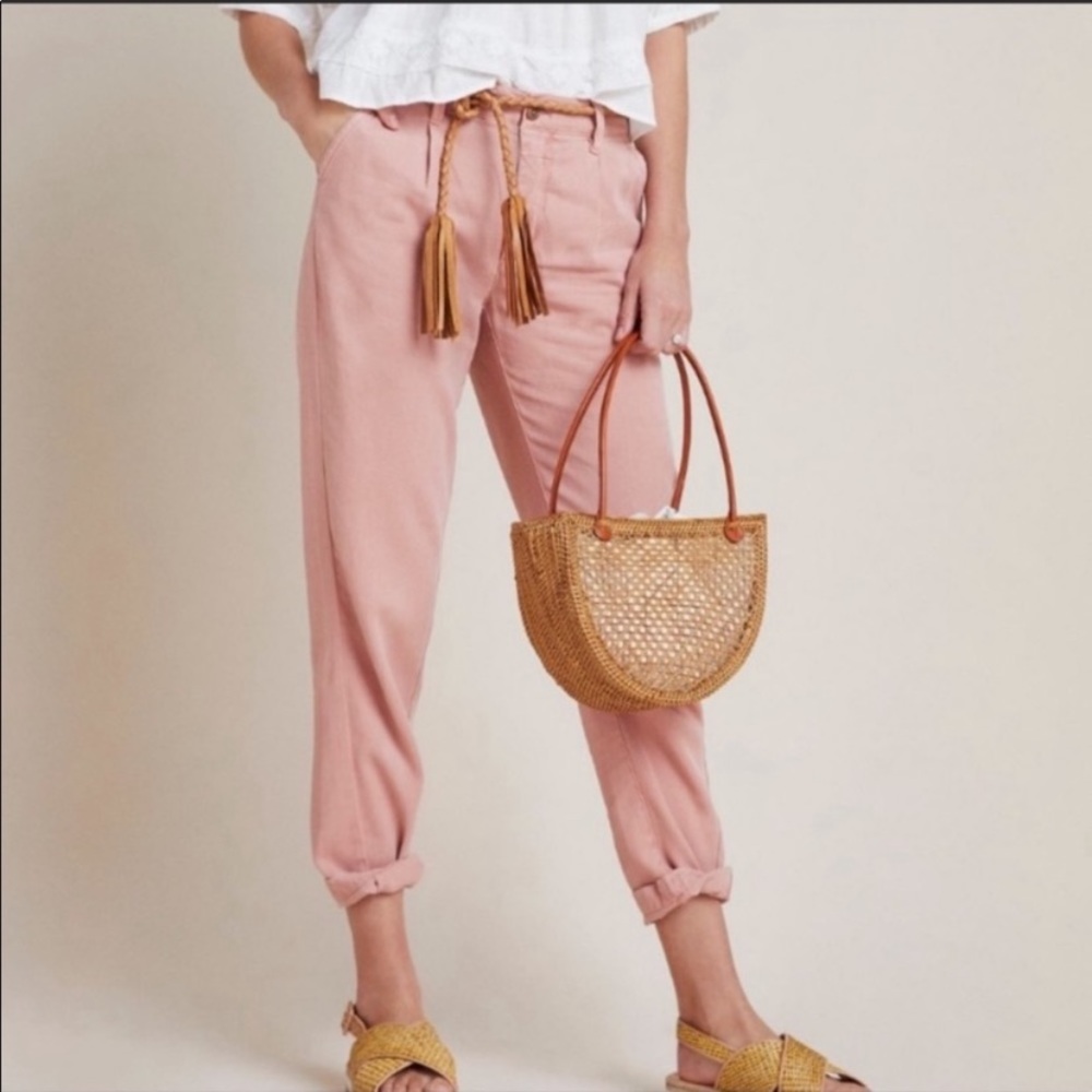 By Anthropologie Pink Scout Tapered Slim 100% Lyocell Pants size 29